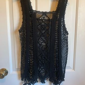 XCVI Black Cotton Crochet top, size Small, New